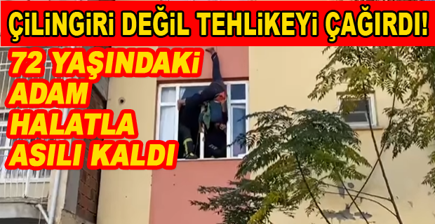İSKENDERUN’DA YAŞLI ADAM EVİNE GİRMEK İÇİN HALATLA TERASTAN SARKTI