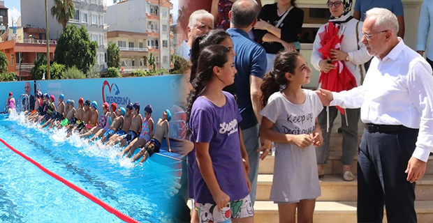 TOSYALI: PORTATİF YÜZME HAVUZLARI AÇILDI