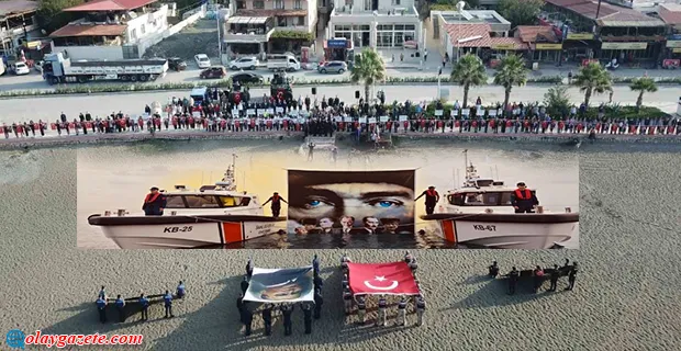 HATAY’DA  DENİZDEN VE KARADAN ATAYA SAYGI ZİNCİRİ…