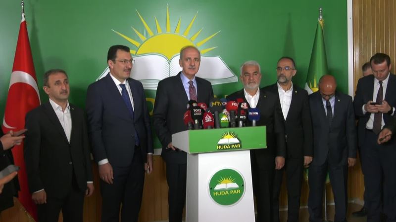 AKP-HÜDA PAR GÖRÜŞMESİ… NUMAN KURTULMUŞ: “ERDOĞAN’I YENİDEN CUMHURBAŞKANI SEÇMEK, CUMHUR İTTİFAKI İLE BİRLİKTE PARLAMENTODA OLACAK SİYASİ PARTİLERİ GÜÇLÜ BİR ŞEKİLDE PARLAMENTOYA TAŞIYABİLMEK”