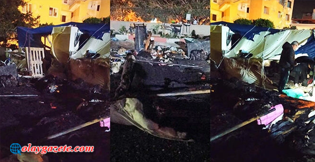 HATAY’DA DEPREMZEDELERİN KALDIĞI ÇADIRDA YANGIN ÇIKTI: 3 YARALI