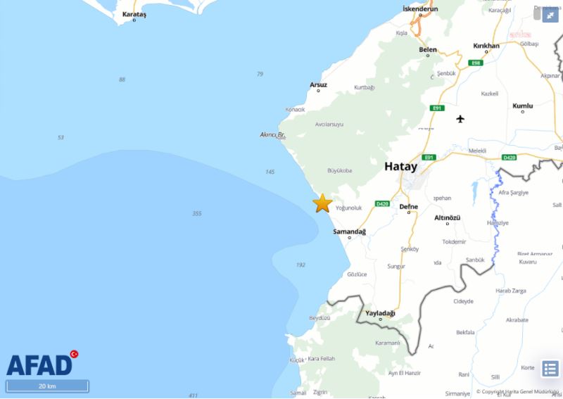 HATAY SAMANDAĞ’DA 4.1 BÜYÜKLÜĞÜNDE DEPREM OLDU