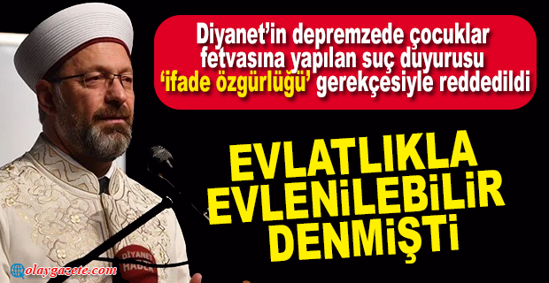 DİYANET’İN ‘UTANÇ FETVASINA’ YAPILAN SUÇ DUYURUSU REDDEDİLDİ