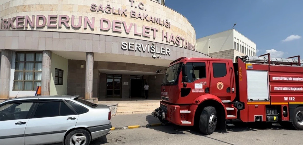 İSKENDERUN DEVLET HASTANESİNDE TOMOGRAFİ BÖLÜMÜNDE YANGIN ÇIKTI