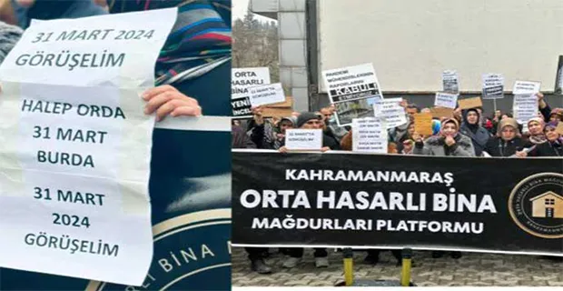 DEPREMZEDELER AKP BİNASINA ’31 MART’TA GÖRÜŞÜRÜZ’ DİYEREK SARI ZARF BIRAKTI