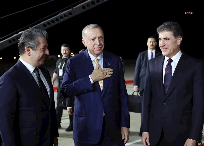 ERDOĞAN, ERBİL’DE NEÇİRVAN VE MESRUR BARZANİ TARAFINDAN KARŞILANDI