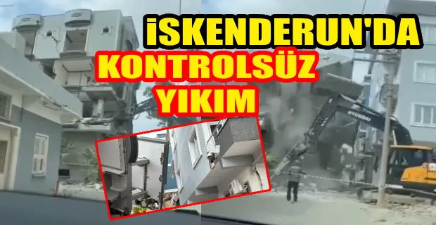 HATAY’DA YIKIMI YAPILAN BİNA BAŞKA BİR BİNANIN ÜZERİNE DEVRİLDİ