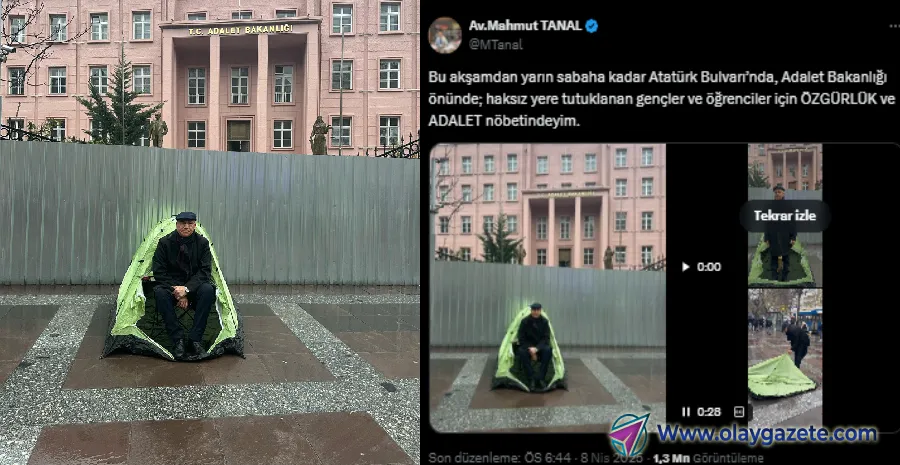 MAHMUT TANAL, ADALET BAKANLIĞI ÖNÜNDE ÇADIR KURDU...