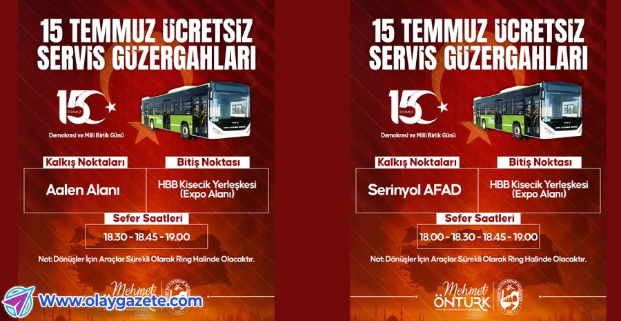 HBB’DEN 15 TEMMUZ ETKİNLİKLERİNE ÜCRETSİZ ULAŞIM DESTEĞİ