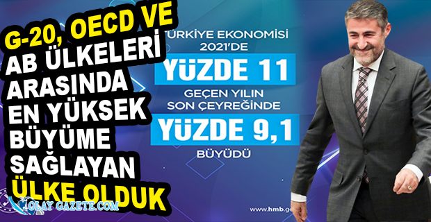 BAKAN NEBATİ: EKONOMİMİZ 2021 YILI SON ÇEYREĞİNDE YILLIK BAZDA REEL OLARAK YÜZDE 9,1 ORANINDA BÜYÜDÜ. 