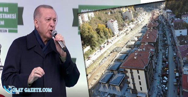 "DERENİN İNTİKAMI AĞIR OLUR" DİYEN ERDOĞAN DERE YATAĞINDA BULUNAN 216 KONUTUN AÇILIŞINI YAPTI 