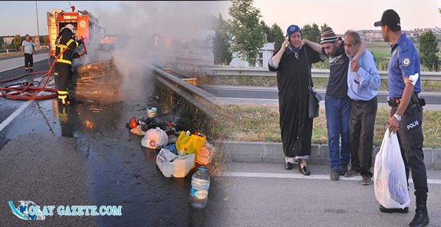 ENGELLİ OĞULLARINI, YANAN ARAÇTAN SON ANDA KURTARDILAR