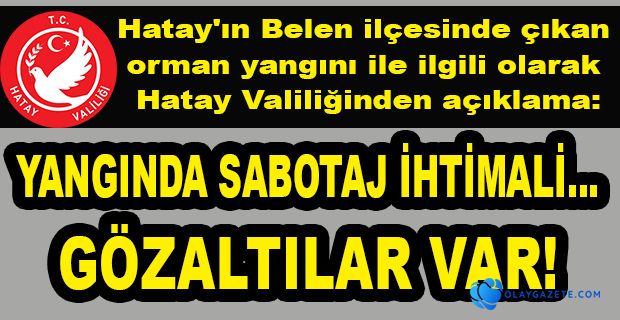 HATAY VALİLİĞİ: "YANGIN İLE İLGİLİ GÖZALTINA ALINAN VAR"