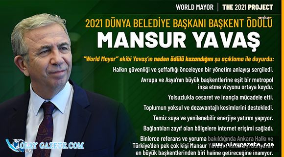 MANSUR YAVAŞ, 2021 DÜNYA BELEDİYE BAŞKANI BAŞKENT ÖDÜLÜNÜ KAZANDI