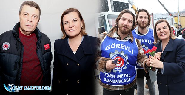 METAL İŞÇİLERİNİN MİTİNGİNE İZMİT BELEDİYE BAŞKANI FATMA KAPLAN HÜRRİYET DE KATILDI